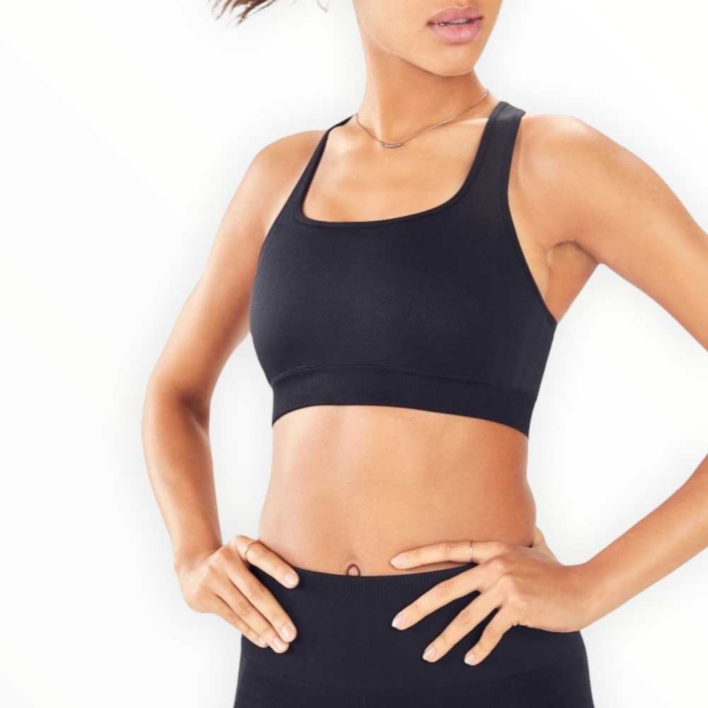 NWT Fabletics Athleisure Set Black Bri Seamless Sports Bra & Leggings